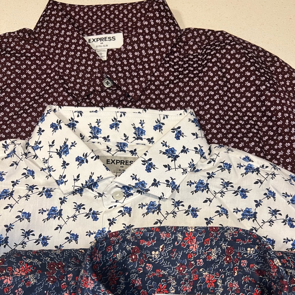 Express Men’s Floral Button-down Dress Shirts